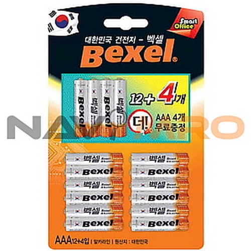 [벡셀] 알카라인 건전지 (AAA12+4)