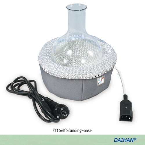 DAIHAN® Fabric-Housed Round Flask Heating Mantle, Remote Controlled, (1) Base & (2) Top Cover, 450℃, 50㎖~100Lit With Nickel Chrome Heating Element, Option-Controller, with Certi. & Traceability 라운드 플라스크용 직물케이스 히팅맨틀, Ni-Cr 열선 내장, 자력교반기와 사용가능, 조절기와 외장 온도 프로