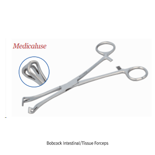 Bobcock Intestinal/Tissue Forceps, with Smooth- & Wide 11mm-Jaws, L180mm, Medicaluse For Delicate Tissue, Stainless-steel 410, 밥콕 맹장/티슈 포셉/겸자, 의료용, 비부식