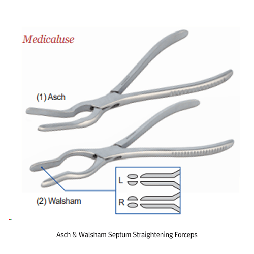 Asch & Walsham Septum Straightening Forceps, with Long Grip Handle, L235mm, Medicaluse For Rhinology Surgery, Stainless-steel 410, 애쉬 & 월샵 셉텀 포셉/겸자, 의료용, 비부식