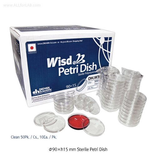 Wisd Φ60~Φ150 mm Disposable Petri Dish, E-beam SterileMade of Crystal Clear Polystyrene, -10℃+70/80℃, 일회용 멸균 페트리디쉬