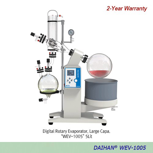 DAIHAN® 5·10·20 Lit Digital Rotary Evaporator “WEV-1005·“WEV-1010”·“WEV-1020” , Large CapacityWith Digital Controlled Stainless-steel Bath 99℃, Electric Lift Bath, Vertical-type, 20~130 rpm, 대용량 회전식 증발 농축기