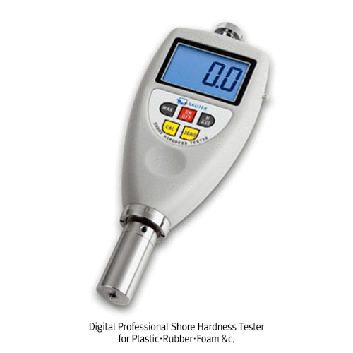 SAUTER® Digital Professional Shore Hardness Tester for Plastic·Rubber·Foam &c., with Backlight, RS232, Hand Carrying CaseHardness type Shore A · Shore 0 · Shore D, Range 1 00 HA · 1 00 H0 · 1 00 HD, 디지털 프로페셔널 쇼어 경도측정기