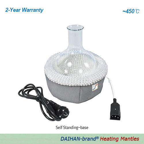 DAIHAN® Fabric-Housed Heating Mantle, (1) Self Standing-base & (2) Top Cover, 450℃, 50㎖~100LitFor Spherical Flask, with Nickel Chrome Heating Element, Option-Controller, with Certi. & Traceability직물케이스 히팅맨틀, Ni-Cr 열선 내장, 자력교반기와 사용가능, 조절기 별도