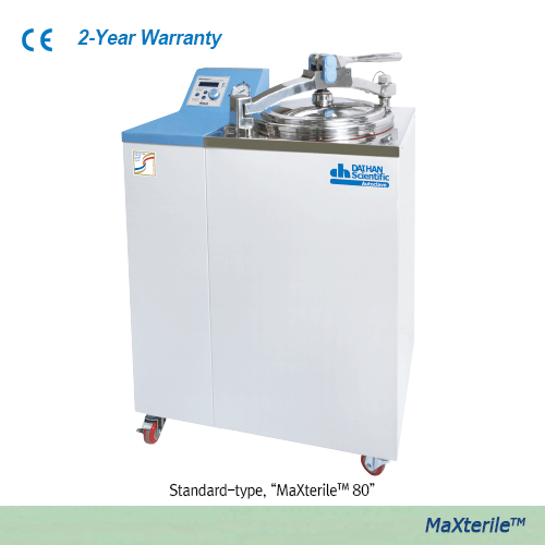DAIHAN® Digital Fuzzy-control Autoclave “MaXterile TM ” , A. Standard- & B. Recorder-type , 47·60·80·100 LitWith Electronic Door Lock System, Lever-type Sliding Door, Steam Condensing, Solid-/Liquid-Modes, Max.2 kgf/cm 2 , up to 132℃(1) PED Certified-mode