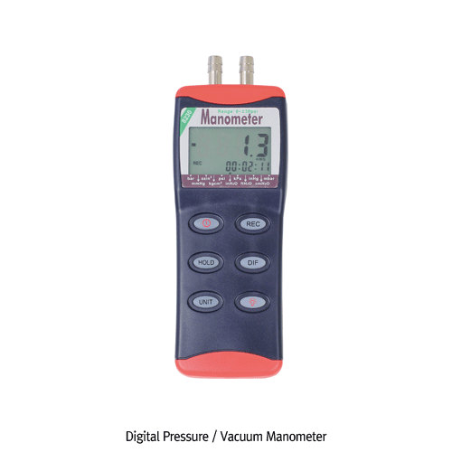 DAIHAN® Digital Pressure / Vacuum Manometer, 10-Different Units ; psi, mbar, etc+/-(±)30psi·1551mmHg·2068 mbar, PC Data Analysisable, Max-Min·Hold·Record, with 8mm Metal Lug, 디지털 마노미터