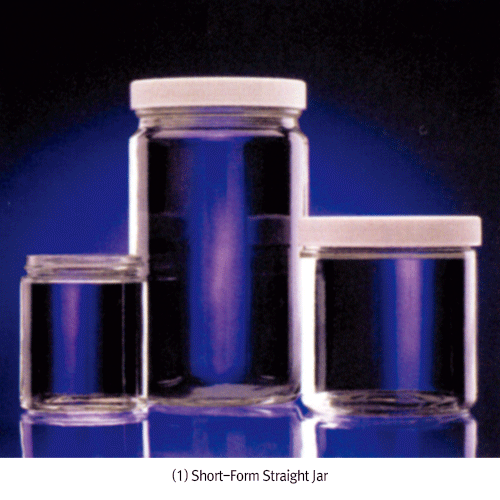 Wheaton® CLEANPACKTM Clear Straight Sided Bottle, Short- & Tall-form, 30~1,000㎖<br>Ideal for Large Solid Samples, with Chemical Resistant PP Screwcap, ASTM·EPA·USP, 大 광구병/자