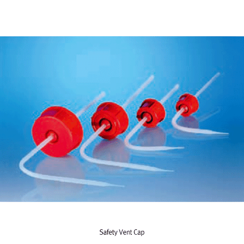 VITLAB® Safety Vent Cap, PP, GL-25·32·45·63, for Wash Bottle, Autoclavable<br>With Screwcap & Dispensing Tube, 0℃~125/140℃, <Germany-Made> PP 안전 벤트캡, 세척병용
