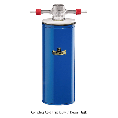 KGW® Complete Cold Trap Kit with Dewar Flask, Glass Cold Trap and Plastic Ring for Fixing of the Cold Trap<br>For LN2 in Vacuum application, GL18 Screw Connect-type, <Germany-Made> 동결트랩세트, 드와 플라스크 포함