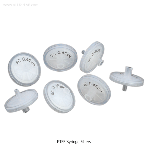 CHMLAB® Premium PTFE Syringe Filters, Hydrophobic, Chemical Resistance, Filter Identification, Φ13 & 25mm<br>With PP Housing, Ready-to-Use, PTFE 시린지 필터, 소수성