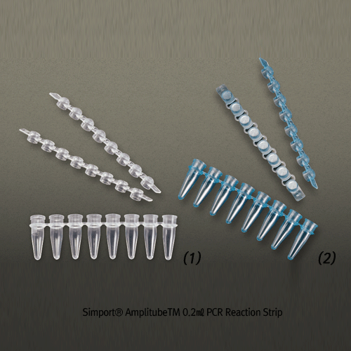 Simport® AmplitubeTM 0.2㎖ PCR Reaction Strip, PP, 8- &12- Tube and Non-attached Caps<br>With Ultrathin Wall, Domed or Flat Cap, -196℃+121℃, PCR 스트립 튜브, 캡 스트립 분리형