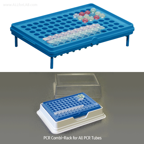 Simport PCR Combi-RackTM Blue Rack, PP, Alphanumeric Identification<br>For PCR Tubes·Strips·Plates up to 96wells, Stackable, <Canada-Made> PCR 콤비랙