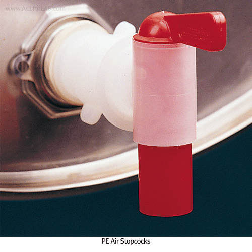 Burkle® PE Air Stopcock, Self-Venting, 3/4″ Outer Thread<br>With Natural Rubber Seal, Transparent, Nominal Width 13mm, PE 에어 스탑콕