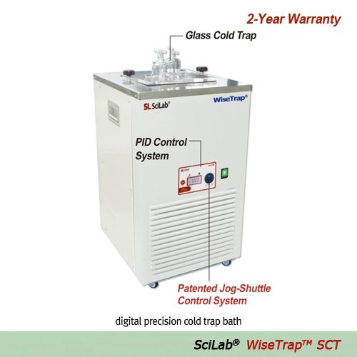 SciLab® digital precision cold trap bath “WiseTrapTM SCT”, －40℃ & －80℃, 10 lit, with Certi. & Traceability With 2 Glass Cold Trap, digital pid control system, Back-Light LCD, CFC-free Refrigeration System, 초저온 동결 트랩