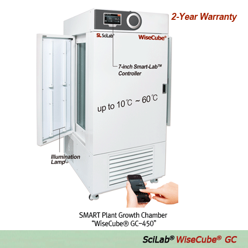 SciLab® SMART Plant Growth Chamber “WiseCube® GC”, Smart-LabTM System, 432·864 Lit  With Smart-LabTM Controller, CFC-Free(R-404A) Refrigeration System, 0~12,000- or 15,000-Lux, 30~95% RH, 10℃~60℃  스마트 식물 생장상, 스마트랩 컨트롤러, 정밀한 온도/습도/조도 조절, WiReTM서비스, 7인치 풀터치