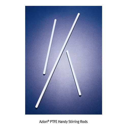 Azlon® PTFE Handy Stirring Rods, Φ6mm, L150~400mm with Steel-Core, Heat/Corrosion Resistance, -200℃~+260℃, PTFE 핸디 교반봉