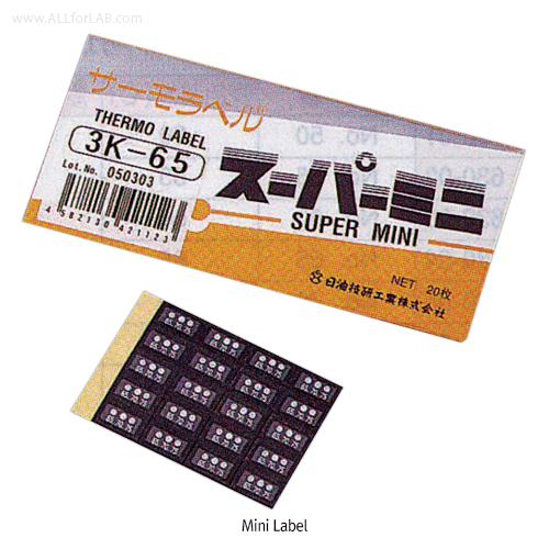 Jayu® Super Mini Thermo-Labels, 3-Steps, 40~150℃, ±2℃ Ideal for Measuring Temp. of small parts, Element : Φ1.5mm, 6.5×11mm, 미니 표면 온도측정지