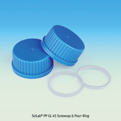 DIN/GL45 Glass Bottle Cap & Dripless Pouring, PP, for All GL45 Glass Bottle, AutoclavableCap has a Built-in Wedge-shaped Sealing Ring, 125/140℃ Stable, GL45 글라스 바틀용 캡
