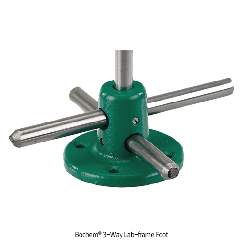 Bochem® 3-Way Lab-frame Foot, Tempered Cast Iron, Φ80×h41mm, for Lab-FramesSuitable for Φ12mm Pipe & Rod, <Germany-made>, 프레임 다리(풋)