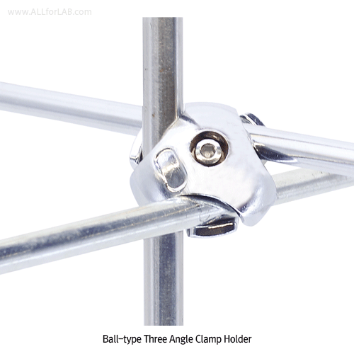 Ball-type Three Angle Connector, Cast-Zinc, Grip Capa. Φ10~12mmWith Hexagon Socket Screw for L-Wrench, 볼타입 세방향 클램프 홀더