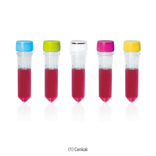 SciLab® PP 2㎖ Sterile Multiuse Screwcap Tube, Conical bottom & Self-standingWith Silicone O-ring Sealed Screwcap, Autoclavable, <Korea-made>, 2㎖ 멸균 다용도 스크류캡 튜브