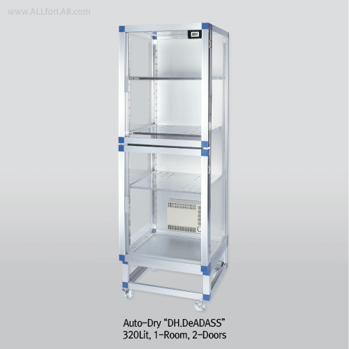 SciLab® 207·320·604Lit Auto-Dry PMMA Desiccator, Analog or Digital-Control, 15~60%RHWith Dehumidifier·Digital ℃·%RH Meter·Al-Frame·1Room, 자동 제습 데시케이터