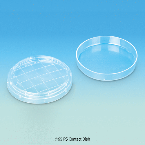 Wisd Φ65 PS Sterile Contact Dish, Convex Bottom Type, with Alphanumeric Marked GridWith Grid 10×10mm, CE Certified, -10℃+70/80℃, PS 눈금 페트리디쉬