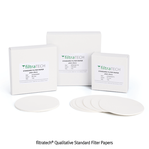 filtratech® Qualitative Standard Filter PapersMade of 100% Cellulose, General PurposeIdeal for Various Applications, <France-made>, 정성여과지, 다용도