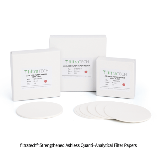 filtratech® Strengthened Ashless Quanti-Analytical Filter PapersAsh Content < 0.01%, <France-made>, 무회 정량여과지, 경화형