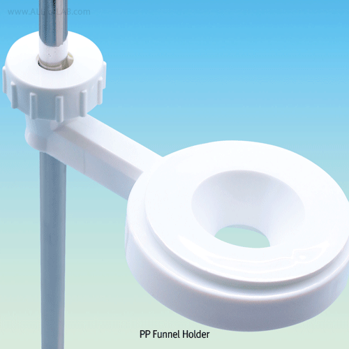 PP Funnel Holder, Fit to Φ8~Φ11mm Rod, for Φ25~Φ150mm FunnelsMade of Polypropylene(PP), -10℃+125/140℃, PP 깔대기 홀더