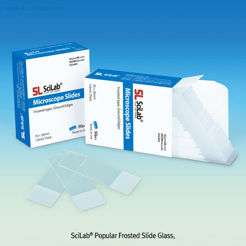 SciLab® Popular Frosted Slide Glass, 76×26mm, with 45° Ground EdgeMade of Super White Borosilicate Glass, 45° 슬라이드 글라스, 마킹용