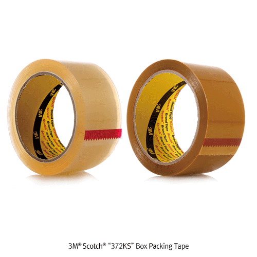 3M® Scotch® “372KS” Box Packing Tape, Transparent & Translucent Milky-AmberIdeal for High Strength Packaging, Solvent-type, Durable, w48×50m, 박스포장용 테이프, 보급형