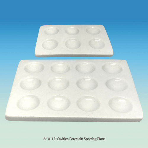 6- & 12-Cavities Porcelain Spotting PlateUp to 1000℃, Glazed, 6구 & 12구 세라믹 점적판