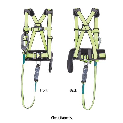 Dongmyung® Chest or Full Body Harness, Antistatic, Washable, One Touch BuckleWith Webbing Rope·Waist & Shoulder Pad, Suitable for Industrial, KCS Certified, 안전 벨트