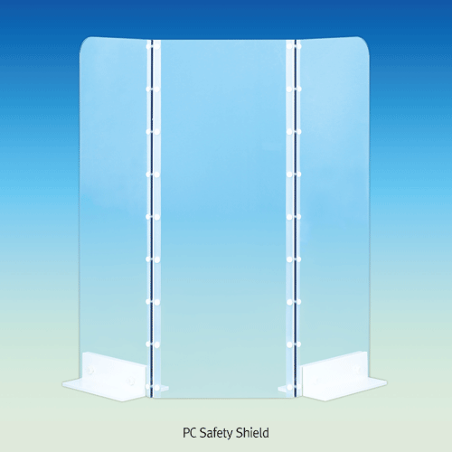 Azlon® PC Safety Shield, Hinged-type, Adjustable, Strong & LightweightWith 2 Pairs of Plastic Coated Metal Feet, PC 안전 보호막