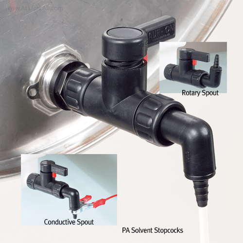 Burkle PA Solvent Stopcock, Electroconductive, R3/4″ Inner Thread, Rotary SpoutMade of Electro-Conductive Polyamide, PA 솔벤트용 회전식 스탑콕크, 정전기방지/잔여액체 흐름방지