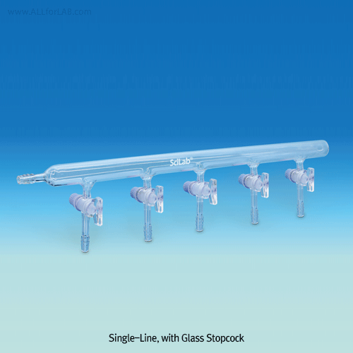 SciLab® Premium Vacuum Manifold, DURAN Glass Stopcock, 3~5 Places  Single- or Double-Line, 유리콕형 진공매니폴드