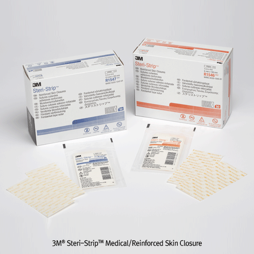 3M® Steri-StripTM Medical Reinforced Skin Closure, Hypoallergenic Adhesive, Wound Support, w6 & 12×L100mm, Medicaluse  Sterile, Breathable, Comfortable to Wear, Non-Invasive Design, 병원용 멸균 피부봉합 반창고