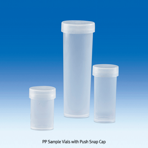 VITLAB® 5~180mℓ PP Sample Vial / Container, Transparency, Autoclavable Suitable for Foodstuffs, 0°C~125/140°C, <Germany-Made> PP 스냅캡 샘플 바이알