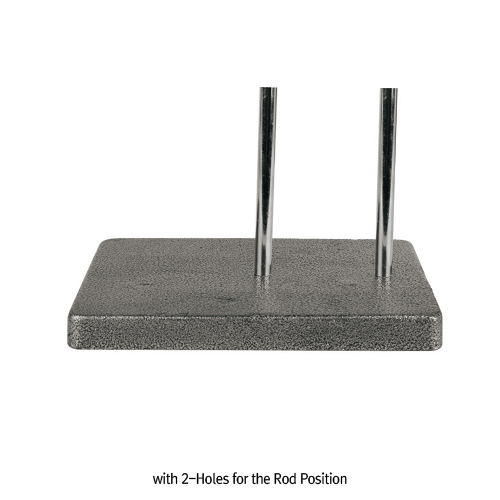 SciLab® Premium Heavy-duty Rectangular Cast-Iron Stand, Good for Burette Stand  With ① Center- & ② Side-Hole for Stainless-steel Rod Φ11×h600/800mm, 중량 철제 4각 스탠드