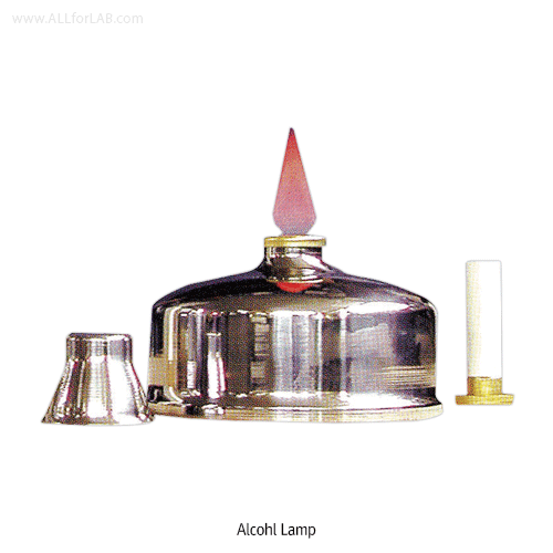 SciLab® Stainless-steel Alcohol Lamp, Polished 304 Stainless-steel Body, 200 & 700㎖  Ideal for Lab·University·Industry, with Cover & Wick, Korean Traditional Paper Wick, 알코올램프