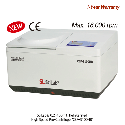 SciLab® 0.2~100㎖ Refrigerated High Speed Pro-Centrifuge “CEF-S100HR”, -20℃+40℃, 18,000rpm, Max. 100㎖×4 Without Rotor, 23,755×g, 고속 냉장 원심분리기, Rotor 별도