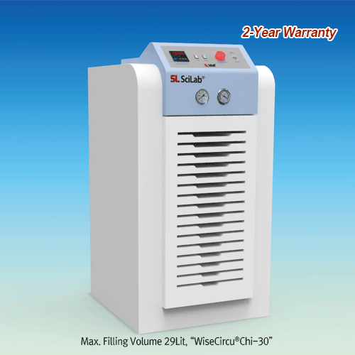 SciLab® -20°C+40°C Premium Chiller “WiseCircu® CHI”, Heavy-duty Refrigerated External Circulator, Fill-17·29·47 Lit  Articles  Cat. No  Ideal for Evaporator/Reactor &c. Cooling Line, Lift 27m, Cooling Capa 0.87·1.3·3.0 kW, 다용도 냉각 써큘레이터/칠러  Description