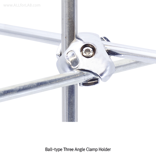 Ball-type Three Angle Connector, Cast-Zinc, Grip Capa. Φ10~12mm With Hexagon Socket Screw for L-Wrench, 볼타입 세방향 클램프 홀더