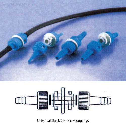 DURAN® Universal Quick Connect-Coupling, POM, for Tubings <Germany-Made> 분리형 만능 커넥터, KK 모델, KECK® 플라스틱 신속연결 커플링