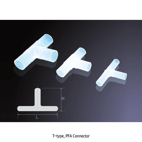 SciLab® Pure PFA Connector for Flexible Tubing or Melt-Fitting, Tube OD Φ6.35~Φ25.4mm Ideal for Pure-work·High Temp·Strong Chemicals·Vacuum-line, Translucent, -200°C+280°C Stable, PFA 튜빙 커넥터