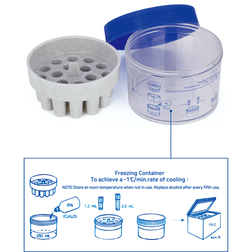 DAIHAN® WisdTM 18-Holes Freezing Container, for 1~2㎖ Tubes, -1℃/min Cooling Rate, Φ117×h86mm Ideal for Simple Cooling of Samples at the Optimal Rate to Preserve Cells, 18홀 냉동 보관용기