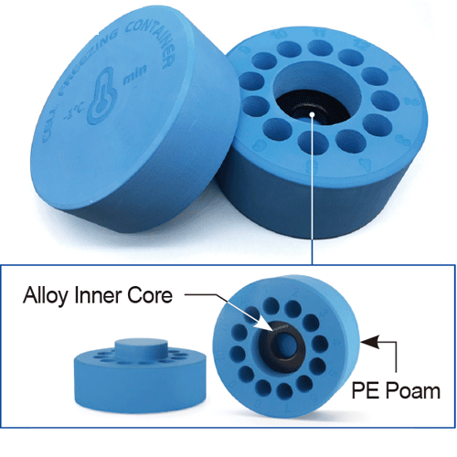 DAIHAN® WisdTM 12-Holes Freezing Container, “Alcohol-Free”, for 1~2㎖ Tubes, -1℃/min Cooling Rate, Φ116×h98mm Ideal for Simple Cooling of Samples at the Optimal Rate to Preserve Cells, 12홀 냉동 보관용기, 알콜프리 타입, 편리형