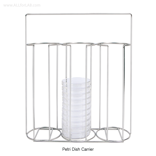 SciLab® Petri Dish Carrier, 3-Place, up to 30 Dishes of Φ100mm Stainless-steel Wire, 페트리디쉬 운반대