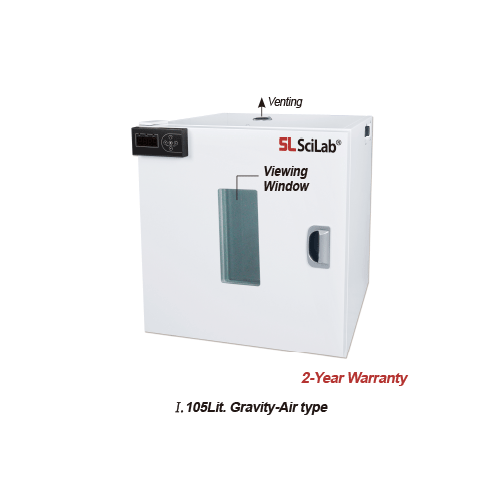 SciLab® 105 & 155 Lit Multi-purpose Drying Chamber, Description Ⅰ.Gravity-air “DRYG-SL” & Ⅱ.Forced-air “DRYF-SL”, 50℃~90℃, ±1.0℃ With Digital PID Control, FND-display, Viewing Window, and 2 Stainless-steel Wire Shelves, 다용도 드라잉 챔버, 자연대류식 & 강제순환식